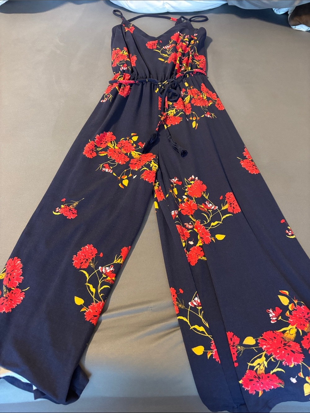 Xhilaration Floral Wide-Leg Jumpsuit with Tie Waist - Picture 2 of 4